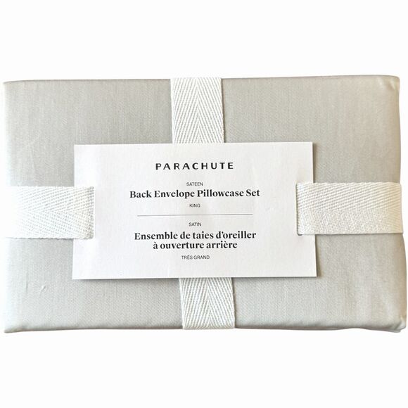 Parachute Sateen Cotton Back Envelope Pillowcase Standard Set in Grey NEW - Picture 1 of 7